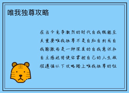 唯我独尊攻略